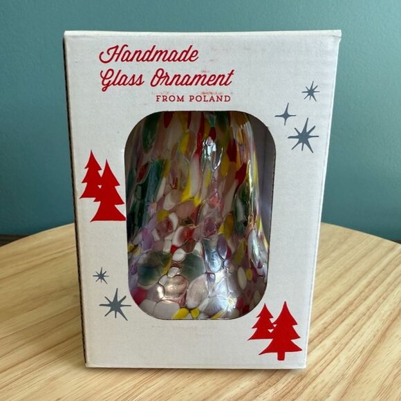 Handmade Zorza Polish Handblown Glass Bell Ornament Colorful Confetti Design NIB - Picture 2 of 13